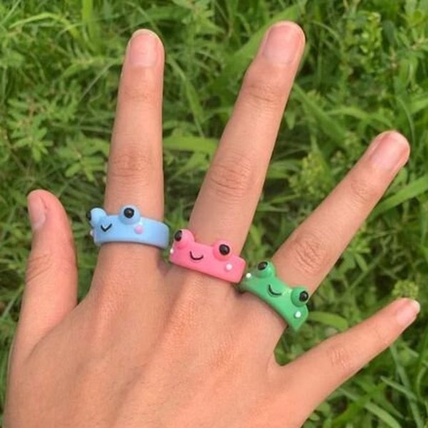 Cute Frog Ring Acrylic For Women Men Friendship Ring Jewelry Gifts for Her