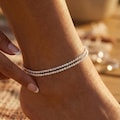 Silver ankle bracelet Dainty waterproof CZ chain Layered anklet set for Beach Luxurious jewelry