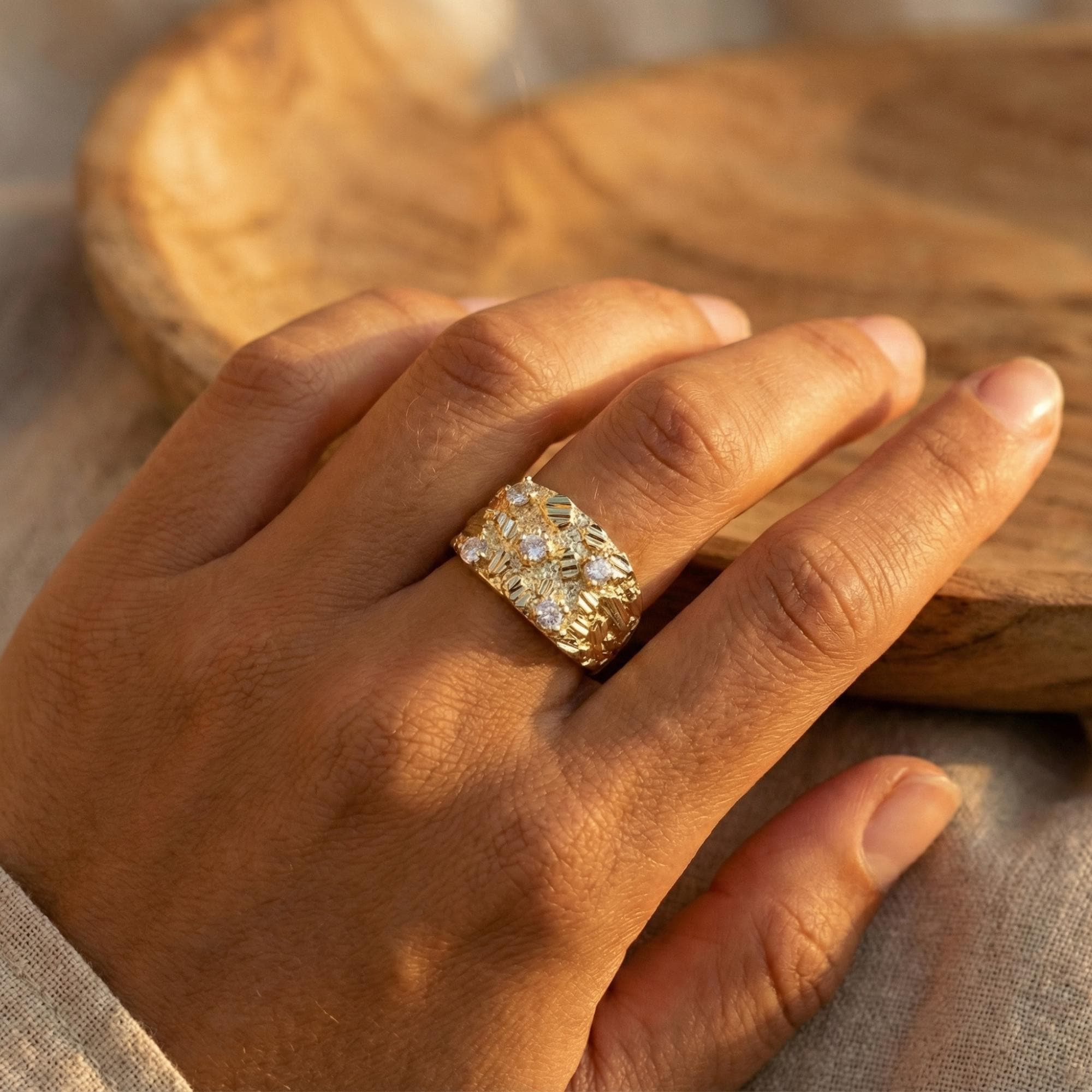 bague solitaire homme or 18 carats pépite-bijouterie salam