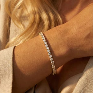 Gold diamond tennis bracelet for Her Classic bracelet Simulated Diamond CZ Dainty bangle stack Luxurious gift