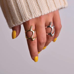 Linking Rings Interlocking, Multi-band Ring Layer, Cz Gold Linking Rings Interlocking, Multi-band Ring Layer, Cz Gold