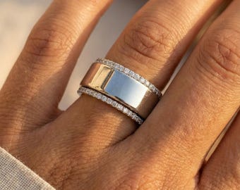 Zierliche Eternity Band Pave Setting Zarter Ring CZ Hochzeit Luxuriöser Schmuck