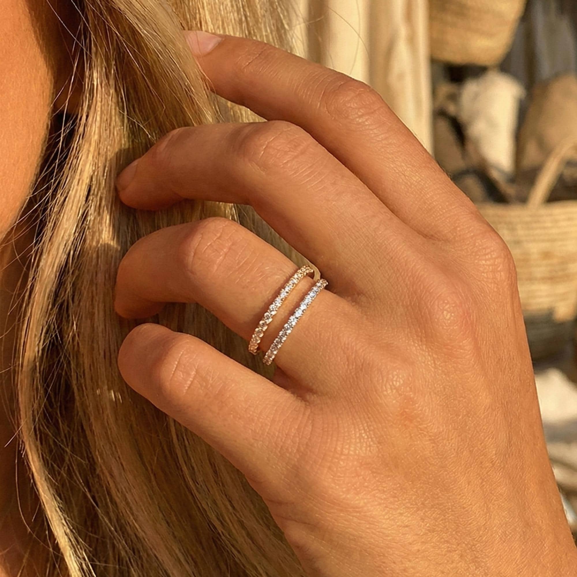 Alliance diamants demi tour Or rose Couronne de diamant