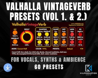 Valhalla VintageVerb Reverb Presets for Vocals, Synths & Ambience | 60 Presets (Vol. 1 and 2)