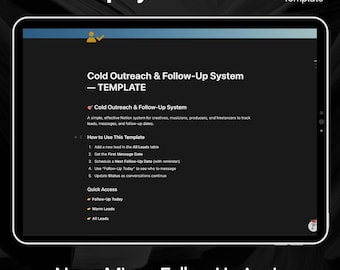 Cold Outreach & Follow-Up System for Notion | Lead Tracker for Creators and Freelancers