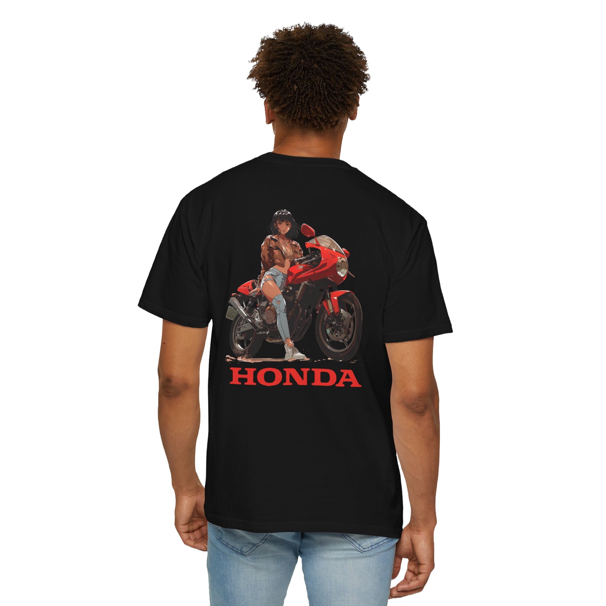Anime Girl & Honda Motorcycle T-shirt, Cool Otaku Apparel