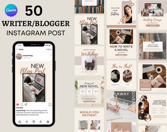Blogger Instagram Post Template | 50 Author Writer IG post Blogger Social Media Book Reader IG post Writer Instagram Book Author Instagram