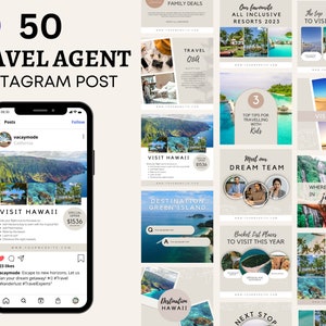 Travel Agency IG Post, Travel Agent Instagram, 50 Travel Agency IG Post Social Media Post Travel Marketing Travel Agent Done For You IG Post