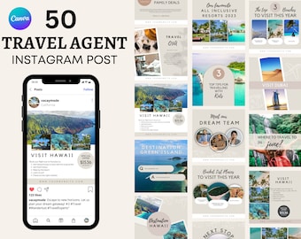 Travel Agency IG Post, Travel Agent Instagram, 50 Travel Agency IG Post Social Media Post Travel Marketing Travel Agent Done For You IG Post