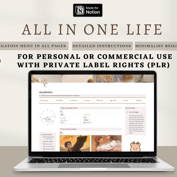 PLR Life Planner, PLR Notion Template, Ultimate Life Planner Notion, PLR All in One Life Notion Dashboard Commercial Use