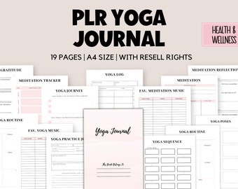 PLR Yoga Journal, Commercial Use Yoga Planner, Wellness Journal PLR, Daily Yoga Planner, Editable Canva Template Yoga Log, Meditation Log