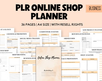 PLR Online Shop Planner, Canva Template mit Weiterverkaufsrechten (A4)