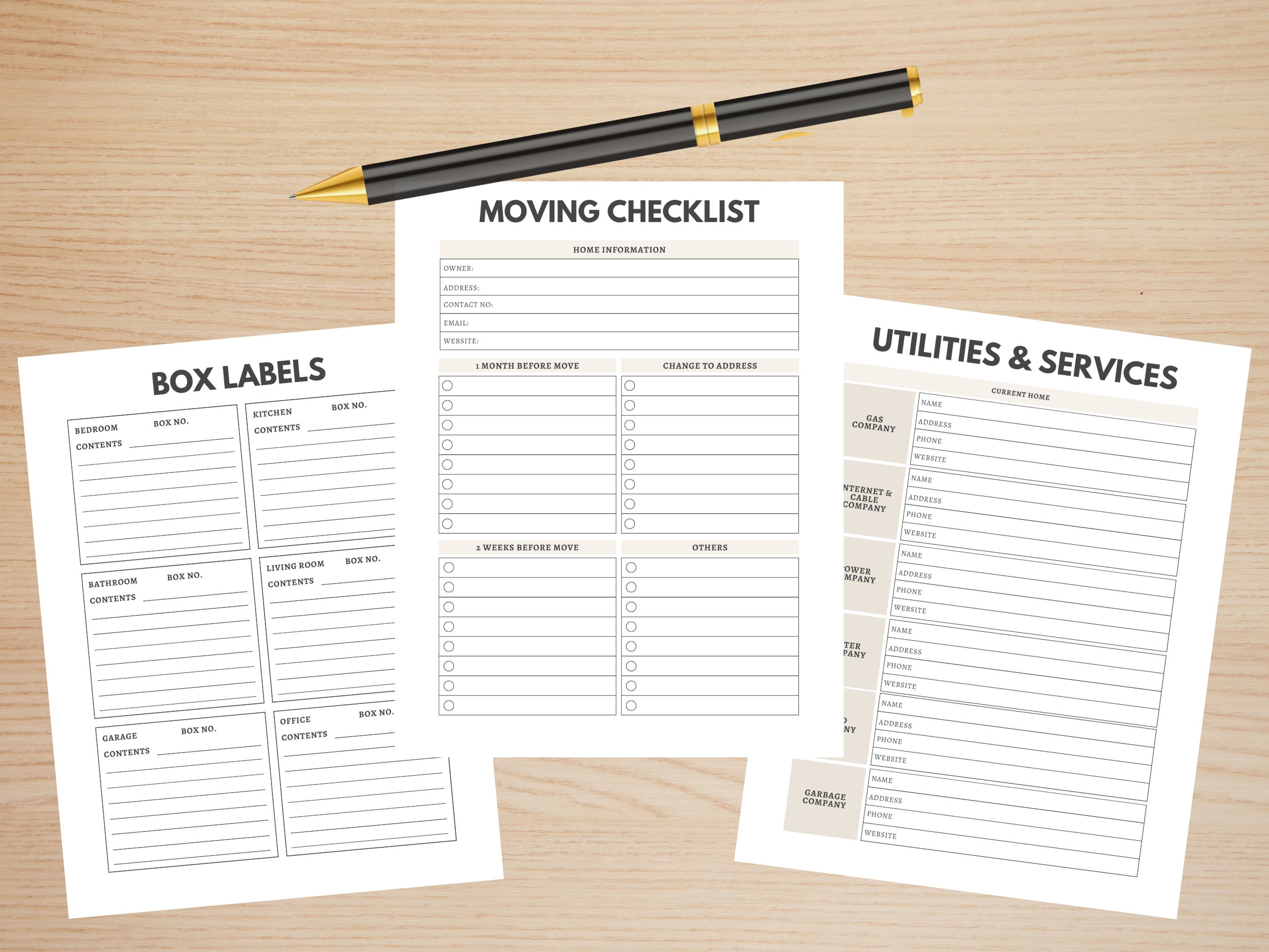 Printable Moving Checklist Relocation Planner, Move in Packing ...
