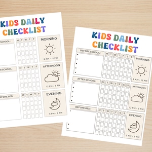 Printable Kids Daily Checklist, Children Daily Routine Planner, Printable Routine Tracker, Children Schedule Organizer Kids Printable