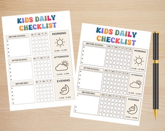 Printable Kids Daily Checklist, Children Daily Routine Planner, Printable Routine Tracker, Children Schedule Organizer Kids Printable