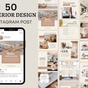 Interior Design Instagram Post | Interior Designer IG Post Social Media Content Home Decor Canva Templates Home Decor Minimalist Real Estate
