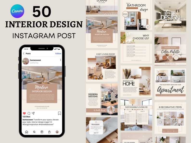 Interior Design Instagram Post | Interior Designer IG Post Social Media ...