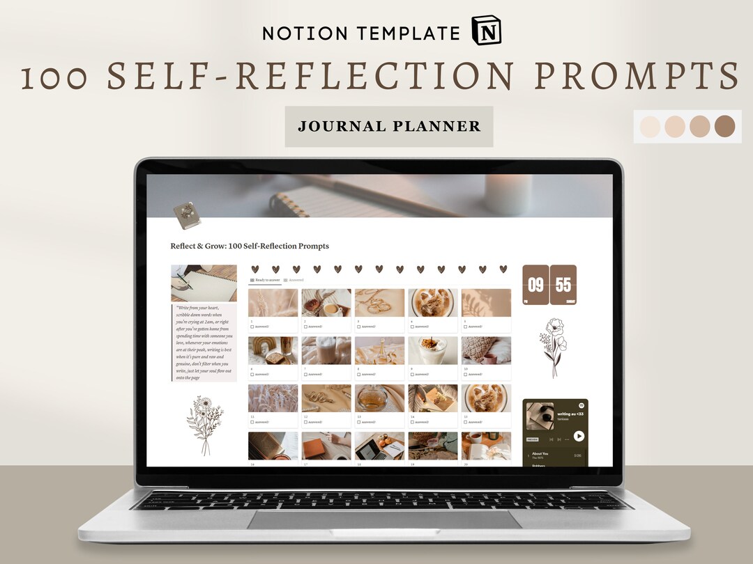 Selfreflection Journal Prompts Notion Planner, Notion Journal Self