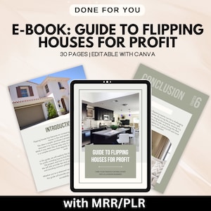 MRR Guide to Flipping Houses eBook, done for you real estate ebook, realtor marketing, real estate guide, master resell, plr house flipping
