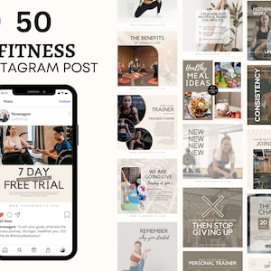 Fitness persoonlijke trainer Instagram-postsjablonen | 50 Fitness Gym IG Post Fitness Coach Social Media Post Wellness Instagram Gym Canva Post
