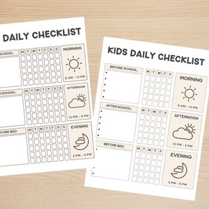 Children Schedule Organizer Kids Printable, Printable Kids Daily Checklist, Children Daily Routine Planner, Printable Routine Tracker,
