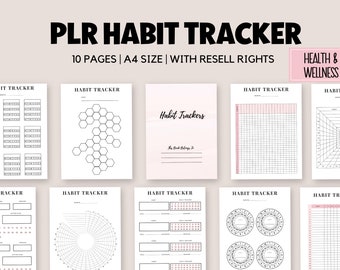 Bearbeitbarer Habit Tracker zum Ausdrucken, PLR Canva-Vorlage (A4-Größe)