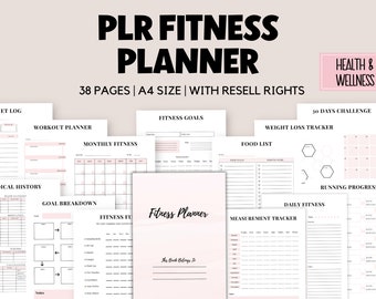 PLR Fitness Planer, Fitness-Tracker für kommerzielle Nutzung, Resell Workout-Planer, Workout-Tracker, bearbeitbarer Fitnessplaner, PLR Canva Wellness
