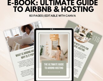 Airbnb Hosting Guide eBook, Rental Success, MRR PLR (Canva Template)