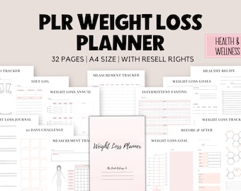 PLR Abnehmplaner, Canva Vorlage, Wiederverkaufsrechte (Digitaler Download)