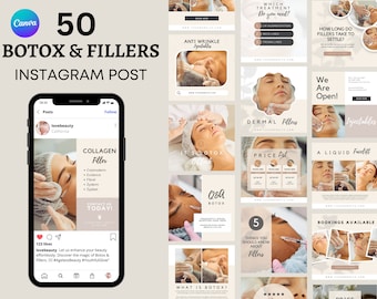 Botox & Filler Instagram Post Templates | Esthetician Social Media (Canva)