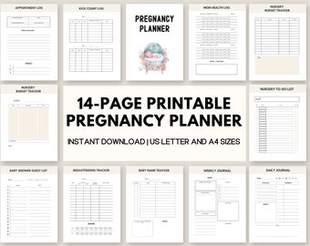 Printable Pregnancy Planner, Baby Planning Organizer Maternity Planner Pregnancy Journal PDF Pregnancy Tracker Baby Planner New Mom