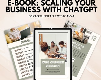 ChatGPT Business Scaling eBook, MRR PLR Rights (Canva Template)