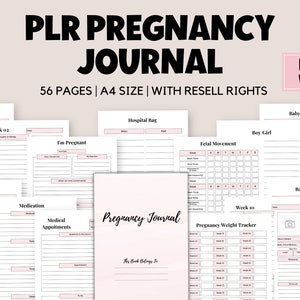 PLR Pregnancy Journal, Commercial Use Pregnancy Printable, PLR Canva template, New Mom Planner, Baby Pregnancy PLR, Mom Printable Resell