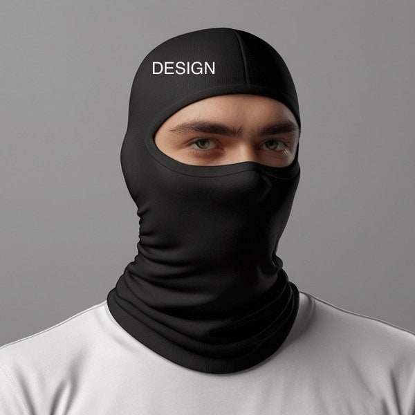 Black Balaclava Ski Mask Mockup Streetwear