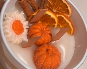 Bougie Citrouille Automne Cire Vegetale Bergamote Orange Cannelle Decoration Saisonniere Fait Main France