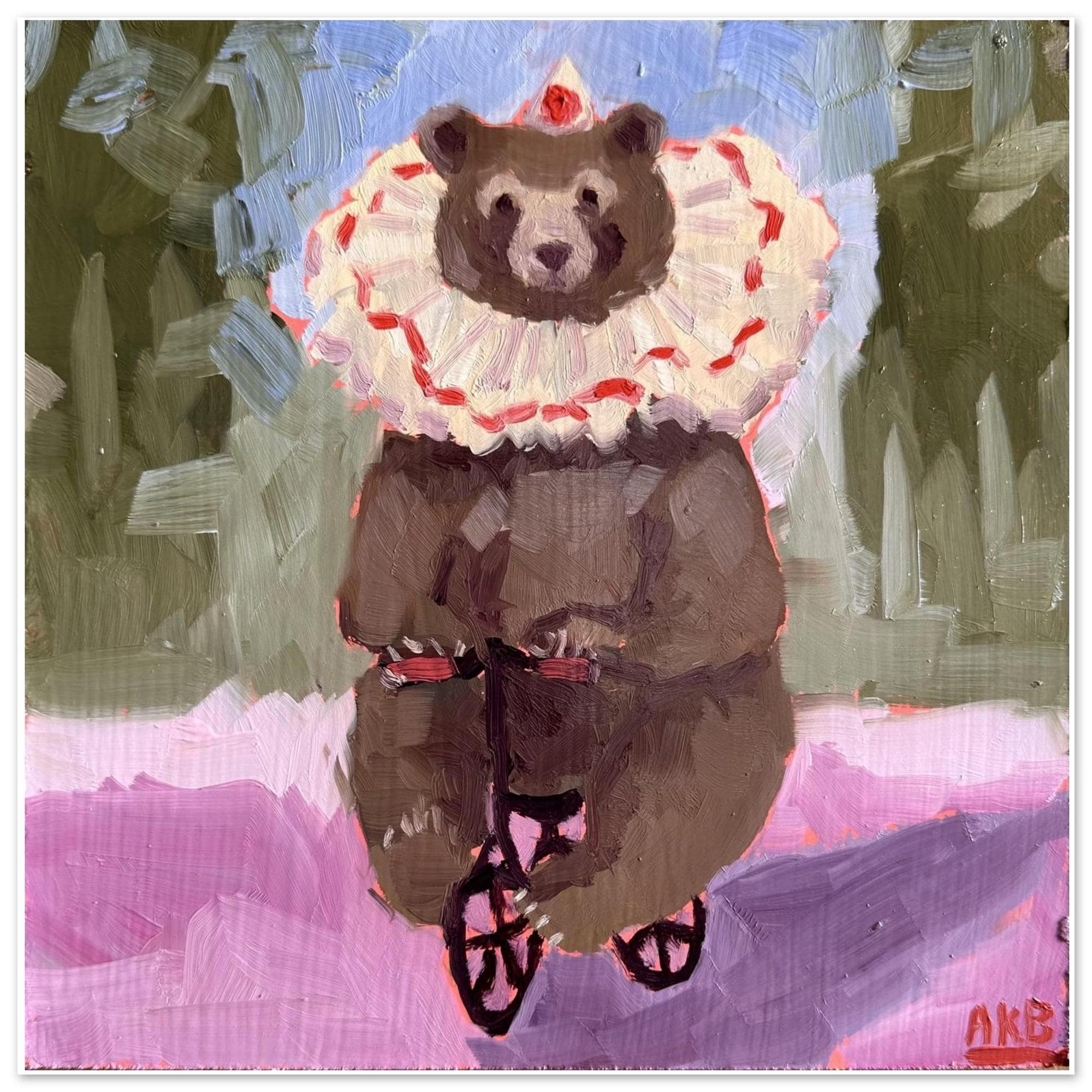 PRINT, Circus bear, original artwork, painting, retro, vintage style, oil painting