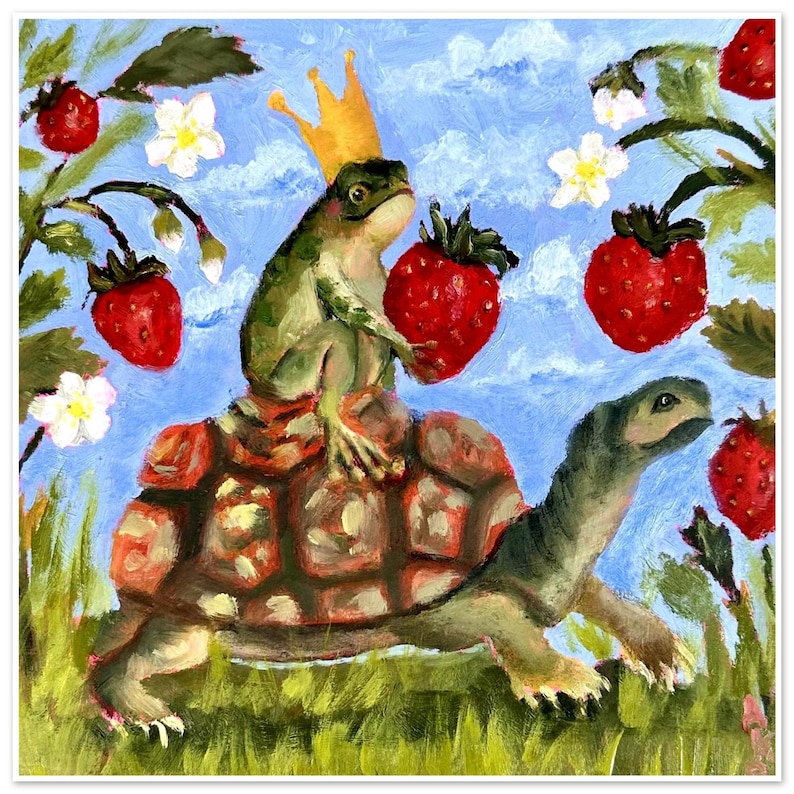 Prince Riding A Turtle Fine Art Print, Frog Prince 'ride Along' Art Print: Turtle ...