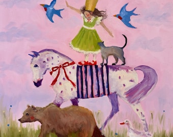 Fine Art Print, 'Make Believe', whimsical storybook style artwork