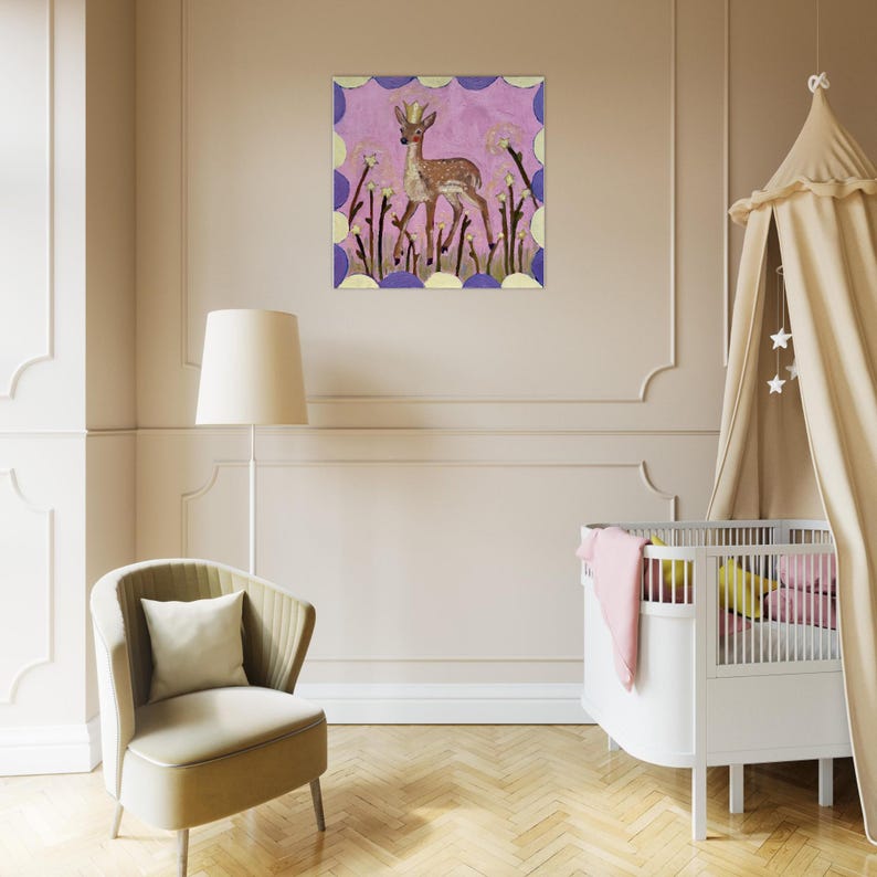 Fine Art Print, 'Fawn Light', whimsical storybook style image 2