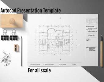 AutoCAD Template, Autocad Presentation Template, Include Instgram,Website,Number and Adress,