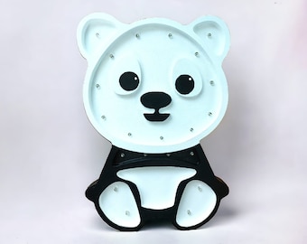 handmade wooden table light for babyroom cute panda