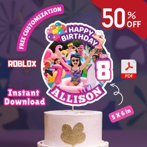 girl birthday cake topper, kids cake topper, Princess birthday, roblox Cake topper, Birthday Cake Topper kids, Personalized Cake Topper