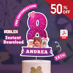 girl birthday cake topper, kids cake topper, Princess birthday, roblox Cake topper, Birthday Cake Topper kids, Personalized Cake Topper