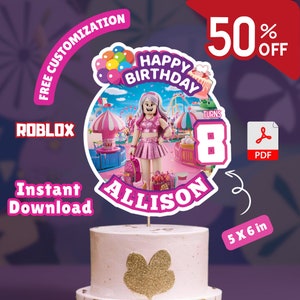 girl birthday cake topper, kids cake topper, Princess birthday, roblox Cake topper, Birthday Cake Topper kids, Personalized Cake Topper