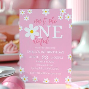 Daisy Birthday Invitation, Flower 1st Birthday Invite, Daisy Invitation, Girls Birthday, Boho Daisy Invitation, Flower Birthday Invitation