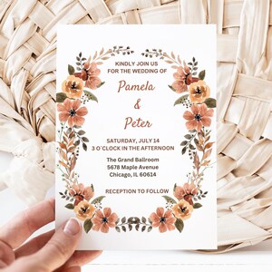Garden Flowers Wedding Invitation Template, Wildflower Wedding Invite, Colorful Spring Floral Printable Elegant EDITABLE Download