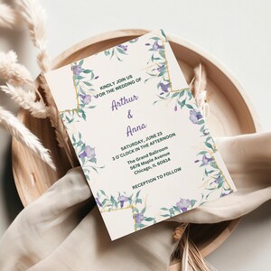 Garden Flowers Wedding Invitation Template, Wildflower Wedding Invite, Colorful Spring Floral Printable Elegant EDITABLE Download