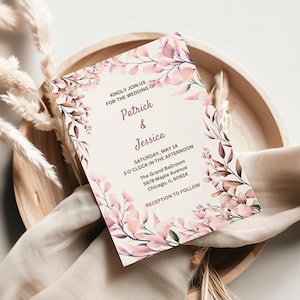 Garden Flowers Wedding Invitation Template, Wildflower Wedding Invite, Colorful Spring Floral Printable Elegant EDITABLE Download