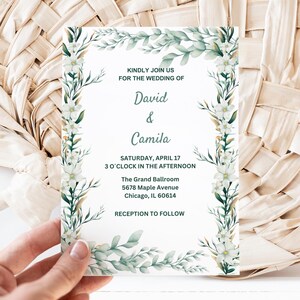 Garden Flowers Wedding Invitation Template, Wildflower Wedding Invite, Colorful Spring Floral Printable Elegant EDITABLE Download