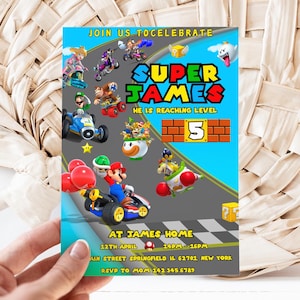 Game Cartoon Birthday Invitation, Super Cartoon Editable Template, 1st Birthday Invite, Invitation, Kids Birthday Invite